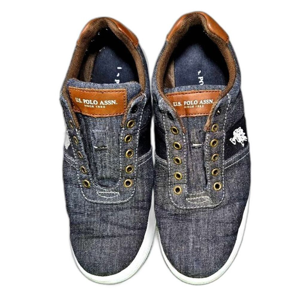 U.S. Polo Assn Mens Fashion Sneakers Bown with Blue Denim Size10